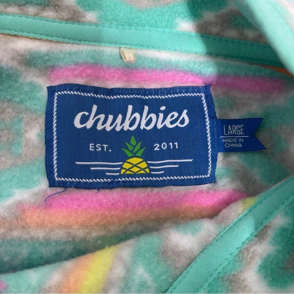 Chubbies Colorful Southwestern Aztec Women Fleece Pullover 1/4 Zip Large Bright - Picture 8 of 12